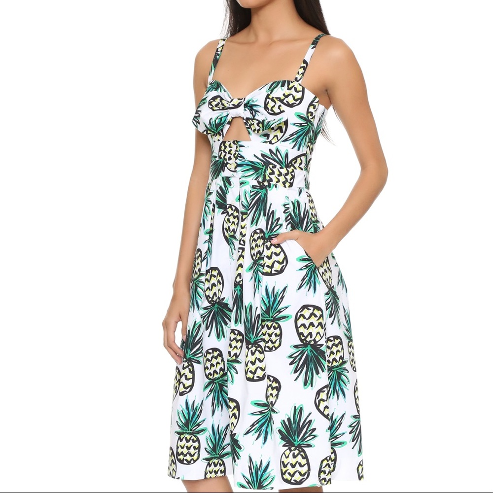 MILLY Pineapple print tie dress